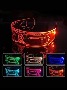 1 Pair Colorful LED Glowing Glasses, Cyberpunk Sci-Fi Style Glasses For Party, Bar, Rave, Atmosphere, Flashing LED Eyes, Party, Music Festival, Techno