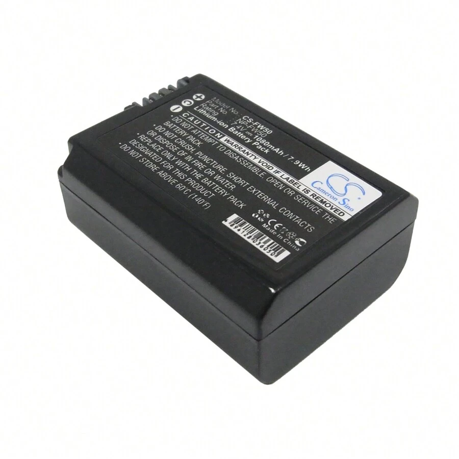 Battery For  Alpha 33 SLT-A35 A3000 A5000 A6000 NEX-3 NEX-5 SLT-A37 NP-FW50 - Black - View 1