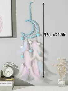 1pc Girly Dreamcatcher Wind Chime Handmade DIY Feather Woven Hanging Decor, Cute For Children Room (Feathers Are Artificial) Gifts Birthday Graduation