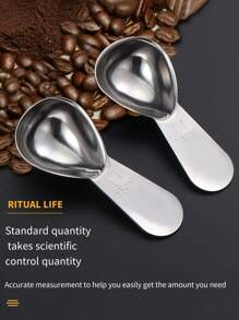 1pc Stainless Steel Coffee Scoop With Scale, 30ml Coffee/Powder Measure Spoon, 15ml Baking Spoon Back To School