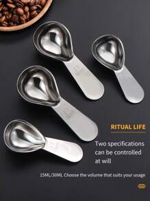 1pc Stainless Steel Coffee Scoop With Scale, 30ml Coffee/Powder Measure Spoon, 15ml Baking Spoon Back To School