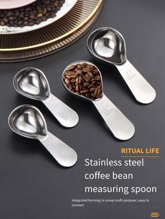 1 st kaffeskopa i rostfritt stål med våg, 30 ml måttsked för kaffe/pulver, 15 ml baksked för skolstart