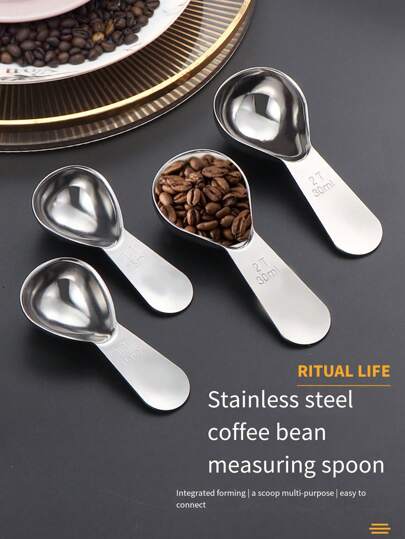 1 lingură de cafea din oțel inoxidabil cu cântar, lingură de măsurat cafea/pudră 30 ml, lingură de copt 15 ml pentru întoarcerea la școală