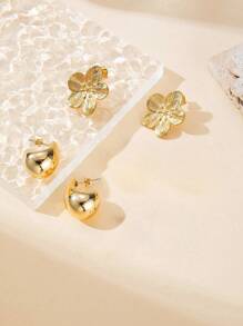6 件 18K 镀金不锈钢耳环，女式花朵耳钉，水滴 C 形，波西米亚风格礼物情人节、妈妈、母亲、母亲节、礼物 - 耳環 - 查看 7