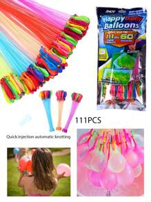 37PCS/111PCS 水球夏季玩具水球游戏和 100PCS/200PCS/500PCS 气球补充包派对夏季气球，户外灌溉水球，自动打结水球 - 混色 - 查看 8
