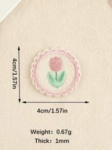 1set/5pcs Round Flower Embroidered Iron On Patch For Clothing, Hat, Diy Accessories - Multicolor - View 5