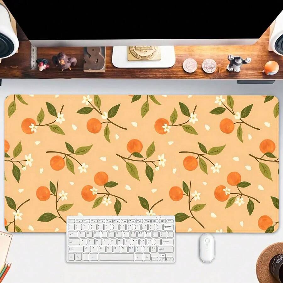 1 件橙花游戏鼠标垫花叶桌垫办公桌配件橡胶底座键盘垫带缝合边缘防滑 XL 鼠标垫适用于家庭办公室圣诞节万圣节生日周年纪念礼物女士 35.4x15.7 英寸 - 彩色 - 查看 1