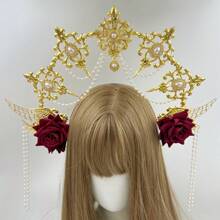 1pc Women Multi-Color Metal Wing Elastic Clip Lolita Halo Headband, Suitable For Catwalk, Photoshoot, Role Play, And Other Occasions Halloween Witch Snowflake - Multicolor - View 18