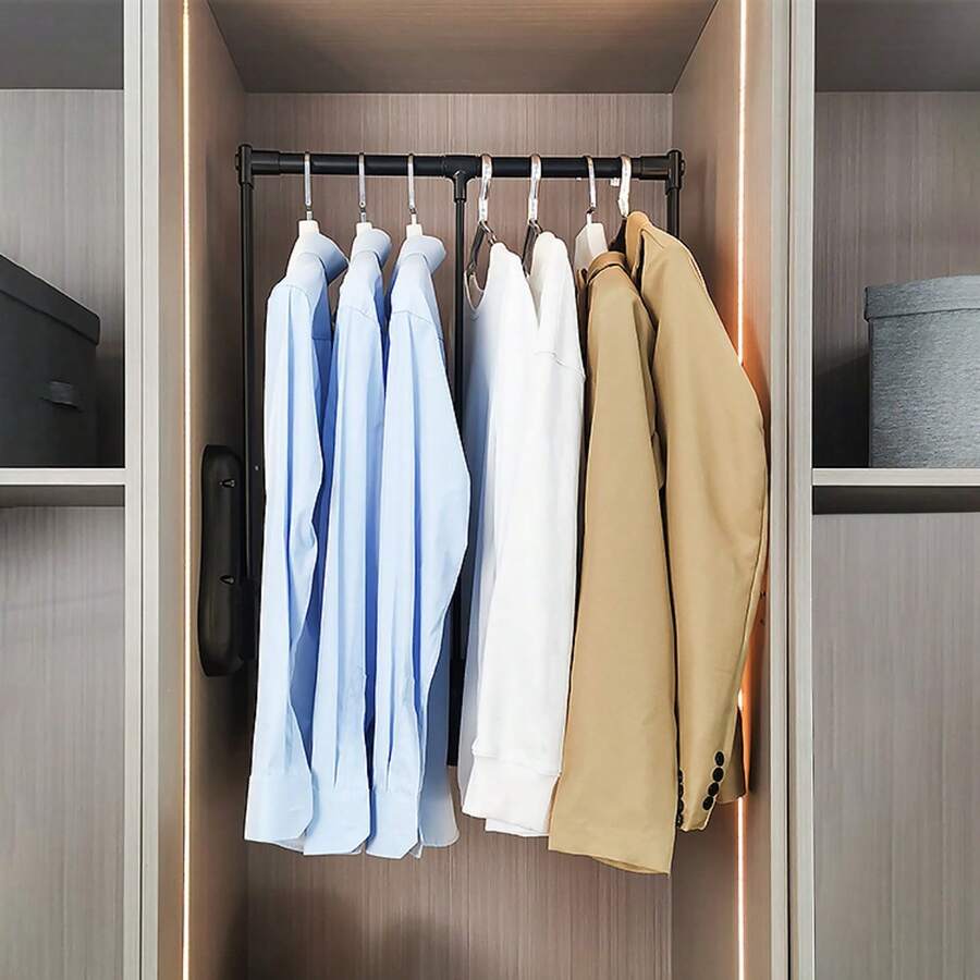 Damping PullDown Hanger Rod, Adjustable Width Clothes Rack, Space