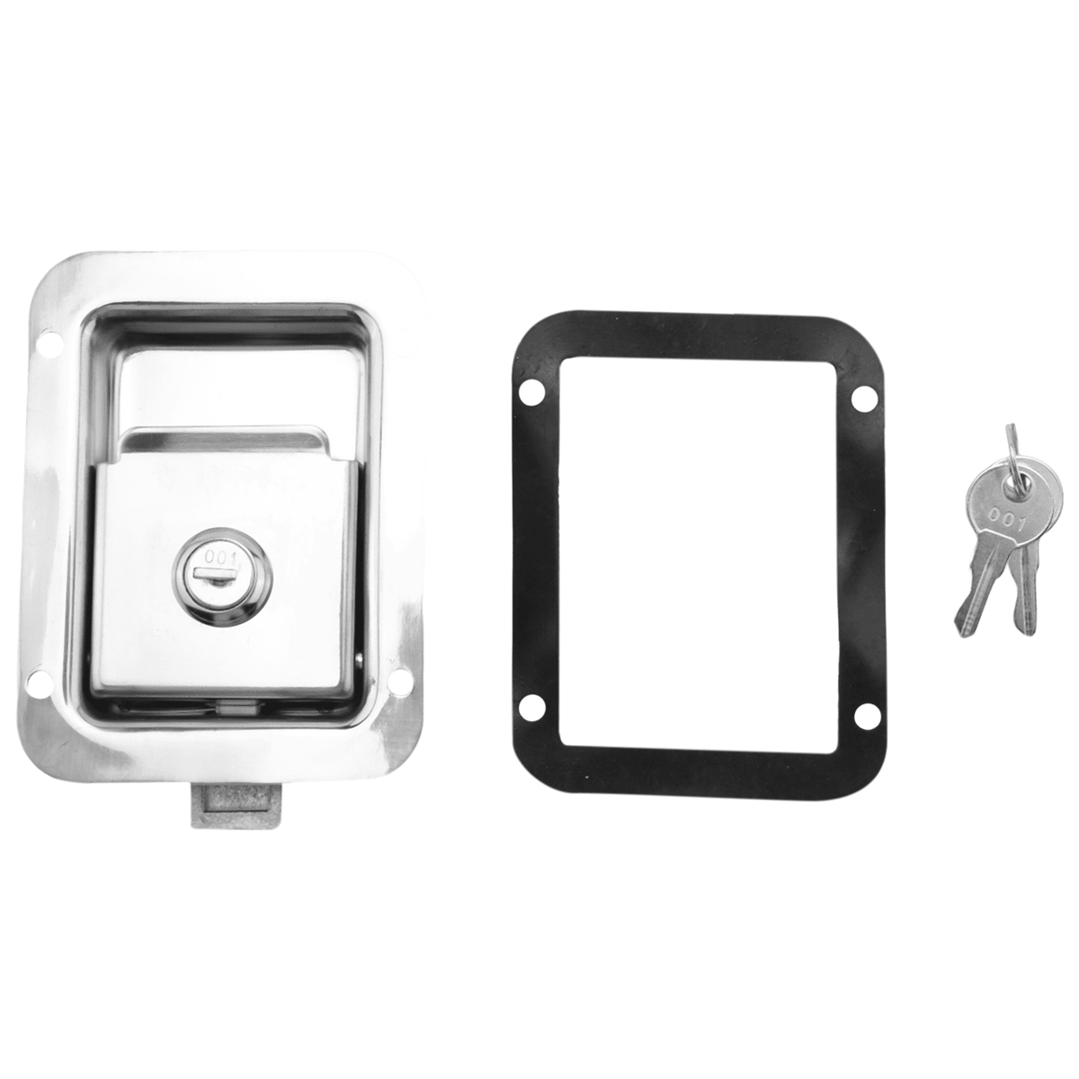 Serratura A Tensionamento Per Camper E Roulotte, Modello Quadro, Bianco, Con Cilindro E 2 Chiavi, Made In Germany