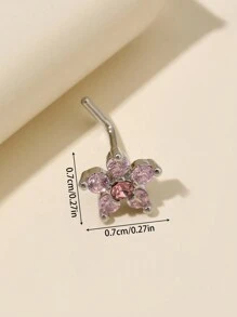 1 件装粉色锆石小花鼻环，真鼻环，适合女性日常佩戴情人节、妈妈、母亲、母亲节、礼物 - 彩色 - 查看 3