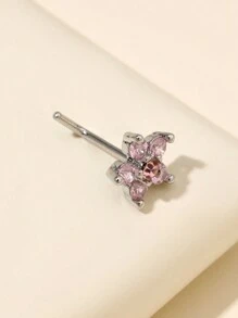 1 件装粉色锆石小花鼻环，真鼻环，适合女性日常佩戴情人节、妈妈、母亲、母亲节、礼物 - 彩色 - 查看 2