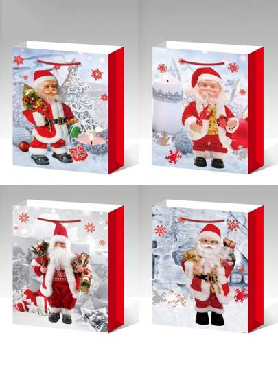 12pc/Saco, 3 peças de cada estilo Sacolas de Natal 3 tamanhos Sacolas de presente com padrão de Natal Sacolas de presente de Natal não tecidas Sacolas de compras de Natal reutilizáveis grandes, médias e pequenas Sacolas de embalagem adequadas para suprimentos de presentes de festa de Natal