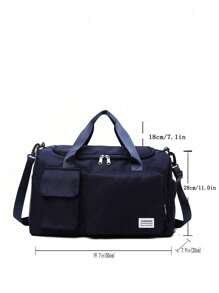 耐用尼龙可折叠手提袋，带独立鞋仓，适合存放运动服、瑜伽装备、旅行用品、学习用品 - 寶藍色 - 查看 4