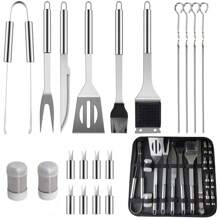 25-Teiliges BBQ Grillbesteck Tool Set aus Edelstahl, mit Grillkoffer und Grillmatte, für Gartengrillfeste, Party, Festsfeiern, Geburtstag, Camping, Geschenk