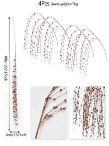 4 CÁI Nhân Tạo Flash Berry Thân Cây Hạt Trang Trí Thanh Sáng Rực Rỡ Cây Thông Noel Bình Hoa Ngày Lễ Cưới Tiệc Giáng Sinh Lễ Tạ Ơn Trang Trí Nhà Tự Làm (Màu Cà Phê) - Cắt cành Giáng sinh màu nâu - Xem 2