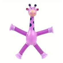 1pc Retractable Giraffe Suction Cup Toy, Cartoon Creative Educational Stress Relief Toy (Colors May Vary)
