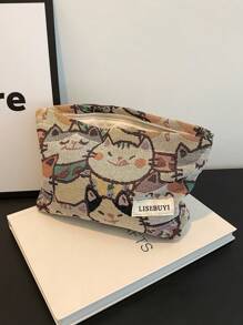 女士米色化妆包灯芯绒化妆包美学女士手提包钱包收纳化妆包女孩箱包旅行收纳包可爱化妆包卡通猫图案可爱化妆包化妆品收纳包化妆品收纳包迷你袋旅行小化妆盒配件化妆架刷子包化妆容器化妆包旅行必需品女士配件旅行用品化妆包化妆包化妆包 - 彩色 - 查看 11