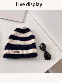 Women's And Men's Striped Beanie, Autumn/Winter Warmth And Lightweight Hatwinter Hat Fall Outfit - A - View 6