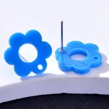20pcs Plum Blossom Shaped Acrylic Stud Earrings For Women DIY Jewelry Making Earring Components Accessories