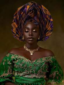 Nigerian Women's Hat Aso O New Color Fabric Weaving, Hand Folded Flower Fan Layered African Hat Topper, Auto Gel Headwear, Suitable For Weddings, Parties, And Other Festivals, Adjustable - A - View 6