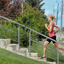 Froadp Stainless Steel Handrail 80/100/120/150/160/180cm Indoor And Outdoor Stair Railing With 2 Posts Balustrade For Stairs, Terraces, Balcony (With 0/2/3/5 Crossbars) - 120 cm - 2 Cross Bars - View 3