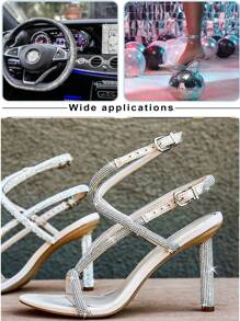 1 Yards Self-Adhesive Sparkling Crystal Rhinestone Diamond Ribbon, Christmas Decoration Rhinestone Glitter Sticker, DIY Car Computer Makeup Table Crafts, Wedding Party Decoration Sticker Packaging Roll, 2mm Rhinestone Production Process(Red/Silver/Pink/Golden) - 1 Yard Silver - View 8