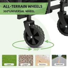 1 Pc Heavy-Duty Collapsible Utility Wagon Cart - 330LBS Load Capacity,All-Terrain Wheels, Foldable Design, Spacious Interior, Ideal For Beach, Lawn, Pet,Sports, Camping, And Outdoor Activities - Black - View 3