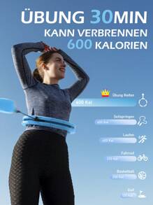 JLoibao Smart Hula Hoop Adultos para bajar de peso, Infinity Hula Hoop de 24 pasos (77-132 cm) con bola de pesas, equipo de pérdida de peso silencioso y ajustable, para principiantes y niños - Azul - Ver 9