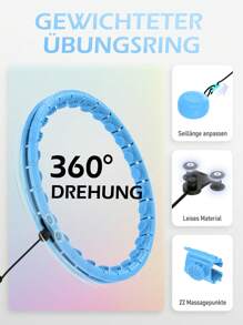 JLoibao Smart Hula Hoop Adultos para bajar de peso, Infinity Hula Hoop de 24 pasos (77-132 cm) con bola de pesas, equipo de pérdida de peso silencioso y ajustable, para principiantes y niños - Azul - Ver 3