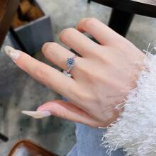 Nhẫn đính hôn đá Moissanite tròn màu xanh lá cây 1 Carat, Nhẫn cưới đính đá Rhinestone nhẹ tay hình bông tuyết màu D VVS1 làm trong phòng thí nghiệm, Nhẫn cưới mạ bạc Sterling S925 sang trọng nhẹ bằng vàng trắng 18K, Quà tặng ngày lễ tình nhân lãng mạn, Quà tặng ngày lễ, Quà tặng cho người yêu thích của bạn vào ngày lễ tình nhân - Trong sáng - Xem 6