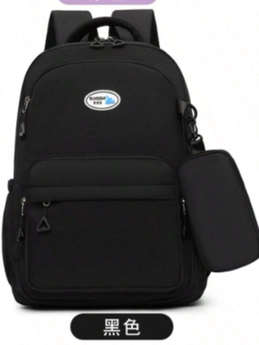 Girls School Backpacks With Refrigerator Door Opening Style New Style Waterproof For Students And Children Large Capacity With Pencil Case - màu đen - Xem 1