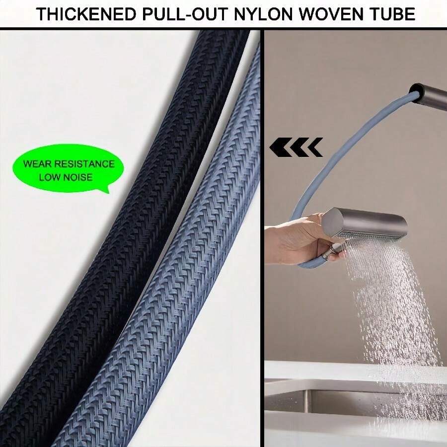 Kitchen Faucet With Pullout Sprayer, Dual Function Hot And Cold Water