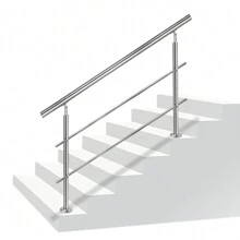 Froadp Stainless Steel Handrail 80/100/120/150/160/180cm Indoor And Outdoor Stair Railing With 2 Posts Balustrade For Stairs, Terraces, Balcony (With 0/2/3/5 Crossbars) - 120 cm - 2 Cross Bars - View 4