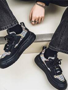 Giày thể thao đế thấp thời trang 4 mùa cho nam, bền, chống trượt, nhẹ, thích hợp cho hoạt động ngoài trời - màu đen - Xem 4