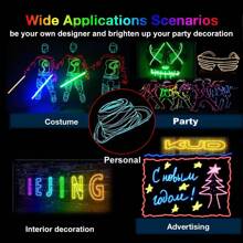 Balabaxer Bộ 5 dây EL dài 9ft với nhiều màu sắc khác nhau có hộp đựng pin di động, có thể sử dụng cho tiệc gia đình KTV, lễ hội âm nhạc và các dịp khác, có thể gắn trên quần áo để nhảy, nhẹ và tuyệt đẹp - Nhiều màu - Xem 3