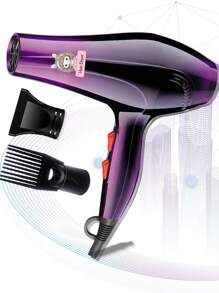 1 pieza Secador de pelo degradado púrpura con concentrador, difusor y múltiples accesorios, múltiples combinaciones disponibles, interruptor dual aire frío/caliente con múltiples ajustes de velocidad, interruptor rojo oscuro, basado en la última foto real, secador de pelo para el hogar con salida de aire grande de 1050W, enchufe BS1363 con fusible de incorporado, certificado CE LVD & EMC - Ver 2