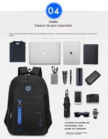 Durable Men's Backpack. Different Colors. Three Compartments. Double Closure, Padded Straps And Adjustable Straps. - 藍色 - 查看 4