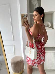 Crepe Dress, New Prints – Elegance And Sophistication, Summer 2024! - 紅白色 - 查看 2