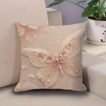 1pc Pink Butterfly 3D Print Pillow Cover, 3 Size Options For Sofa, Tatami Decor (Pillow Insert Not Included) - Multicolor - View 14