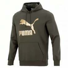 Puma 金標大logo連帽訓練休閒衛衣針織運動套頭衫 - 橄欖綠 - 查看 3