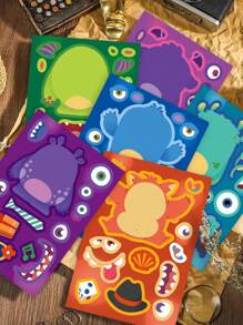 8 miếng dán hình quái vật hoạt hình dễ thương cho ốp điện thoại, hành lý, sổ kế hoạch, sổ tay, đồ trang trí máy tính xách tay - Nhiều màu - Xem 1