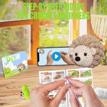 初学者 DIY 钩针编织套件，Amigurumi 毛绒植物 - 礼物动物钩针编织入门套件一体式完整钩针编织套件学习钩针编织套装，配有成人说明和分步视频教程可爱的动物玩偶 DIY 工艺品，适用于家居装饰桌面装饰，可作为节日、圣诞节、复活节和母亲节的生日礼物 - 多色1 - 查看 2