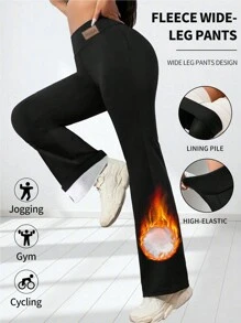 1 件女式保暖内衬高腰紧身打底裤，松紧腰瘦身瑜伽裤，温暖柔软，适合冬季户外活动 - 黑色 - 查看 1