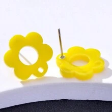 20pcs Plum Blossom Shaped Acrylic Stud Earrings For Women DIY Jewelry Making Earring Components Accessories