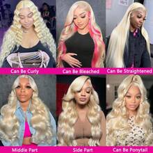 613 Body Wave Lace Front Human Hair Wig Brazilian Human Hair 613 Blonde HD Transparent Lace Frontal Human Hair Wig 180% Density Pre Plucked With Baby Hair For Women 28 Inch