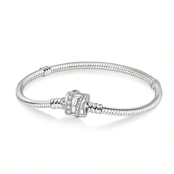 Pulseira de corrente de elo de estrela quadrada brilhante de prata esterlina S925, adequada para pulseira faça você mesmo, presente de joia da moda para mulheres