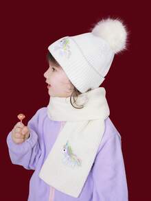 1Set Girls Kids Glitter Butterfly Knitted Hat And Scarf 2pcs Set - 2 Pcs - View 7