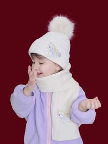 1Set Girls Kids Glitter Butterfly Knitted Hat And Scarf 2pcs Set - 2 Pcs - View 6