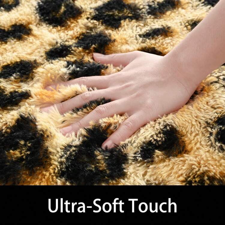 Fluffy Leopard Rug, Premium Cheetah Print Rugs, Soft Comfy Carpet For Bedroom Livingroom Home Decor - Lạc đà - Xem 4